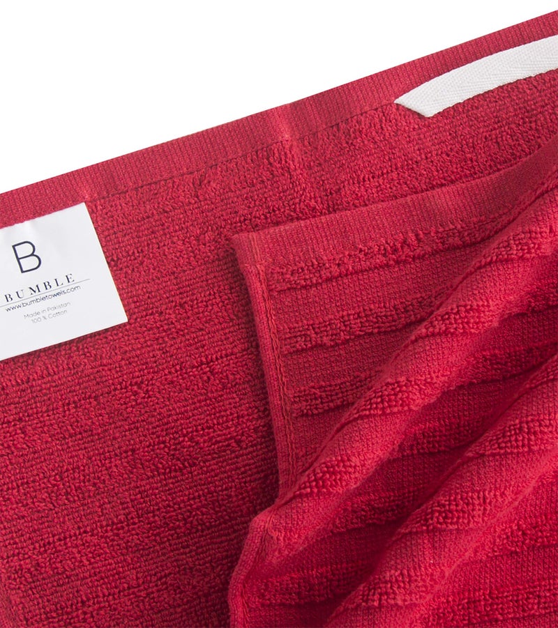 Bumble Towels Premium Kitchen Towels (20â€x 28â€, 6 Pack) | Large Cotton Dish Towels | Flat & Terry Highly Absorbent Kitchen Linen Set with Hanging Loop | Red - Image 4
